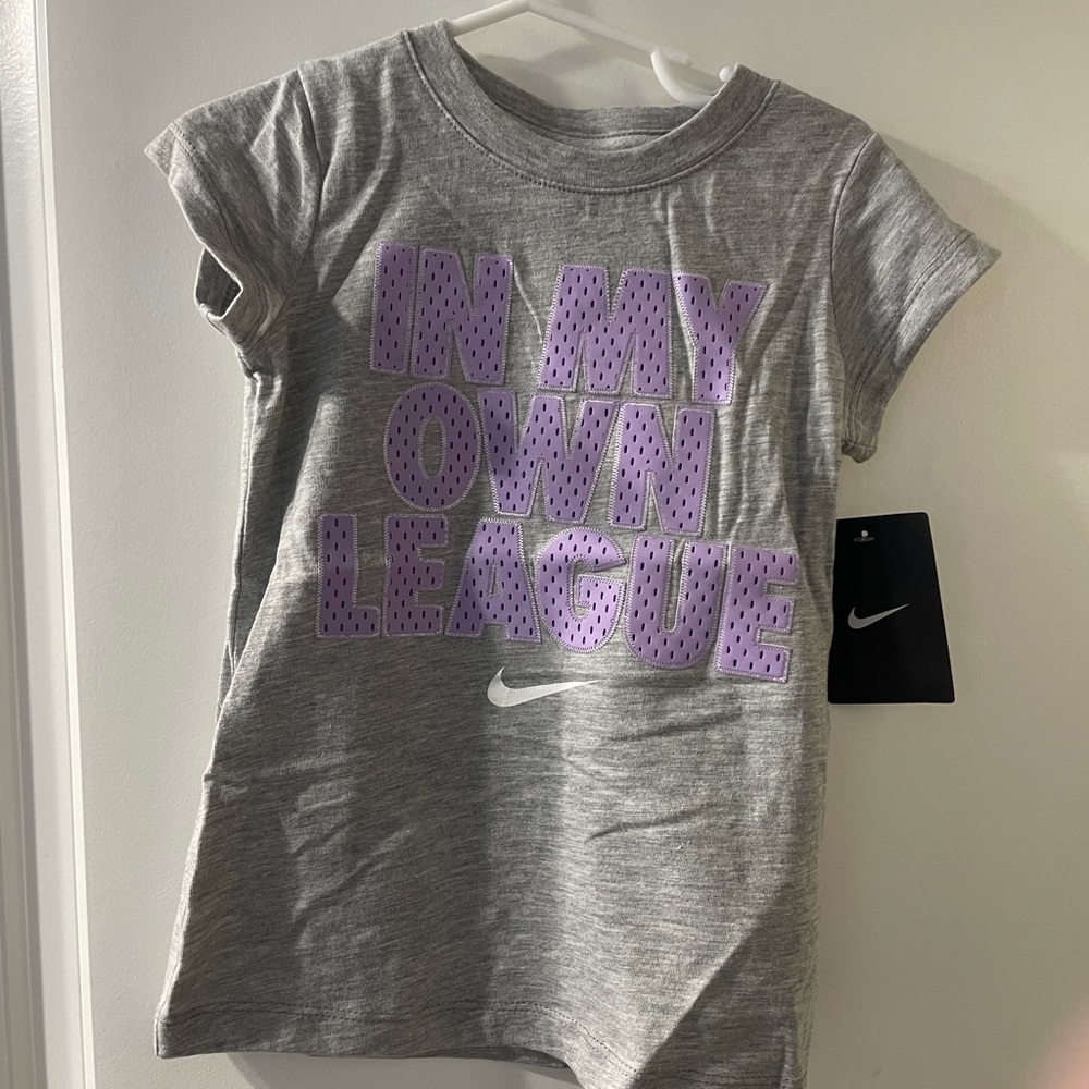 Nike Grey Tee with Purple "In My Own League" Graphic